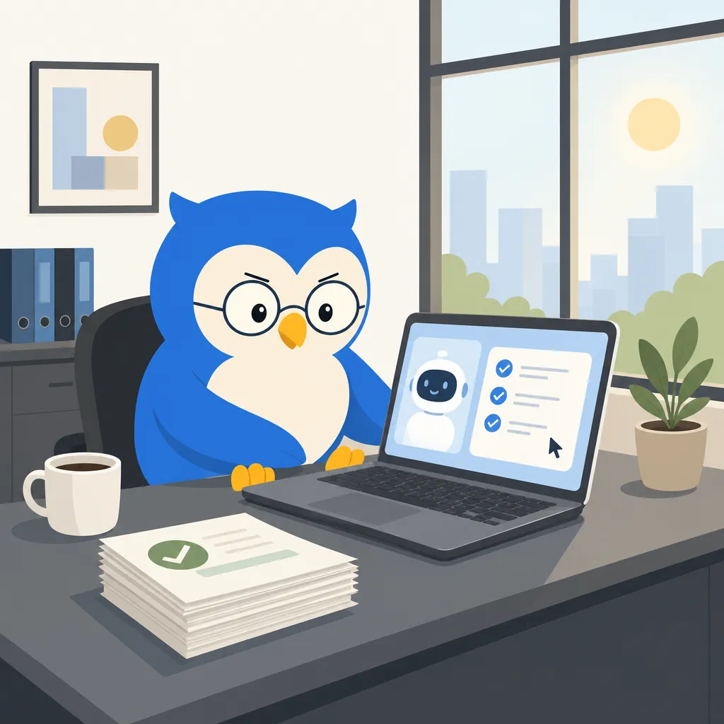 Quill the owl illustration for OpenAI's Newest Model Is Built to Do Your Office Job